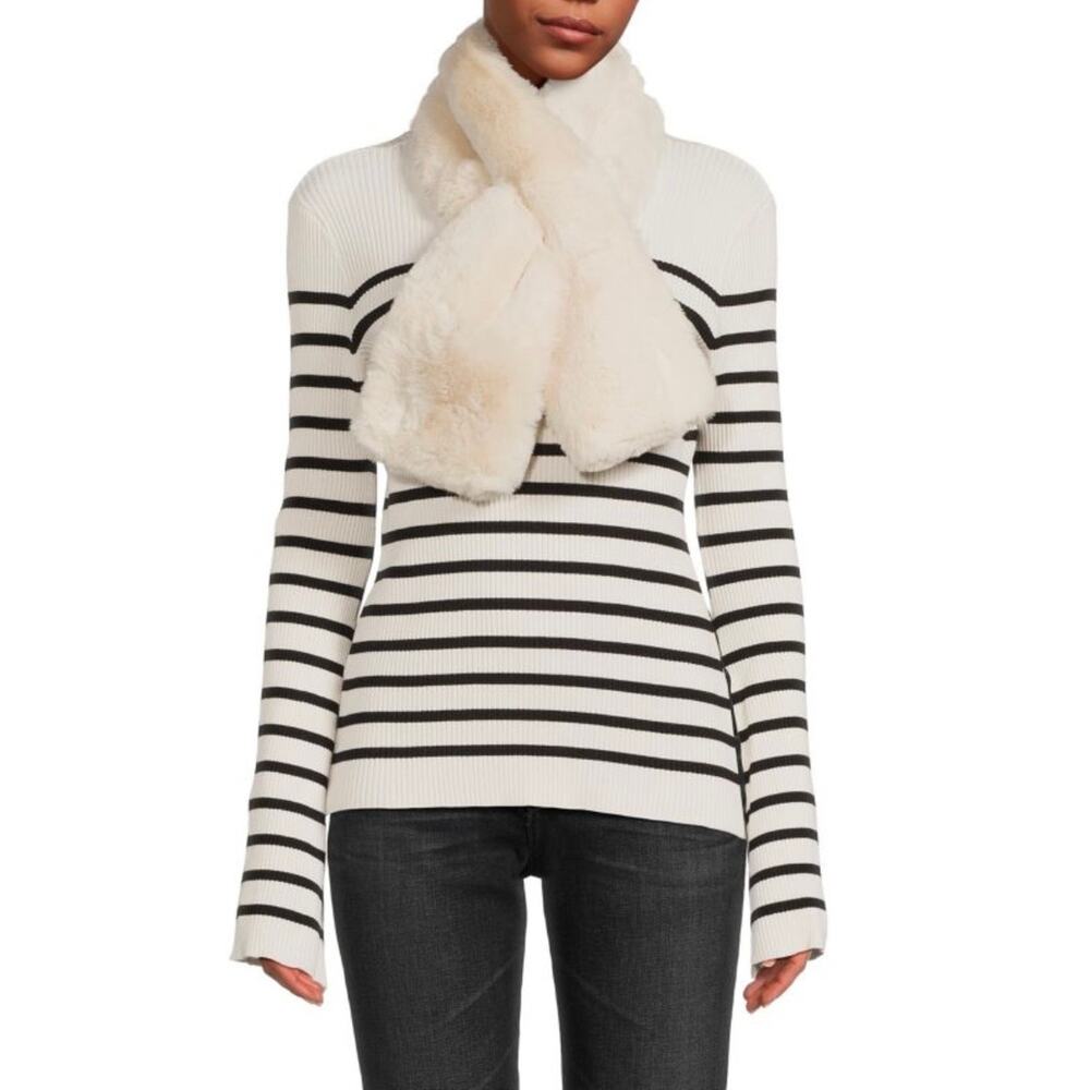 Apparis Cream Faux Fur Scarf
